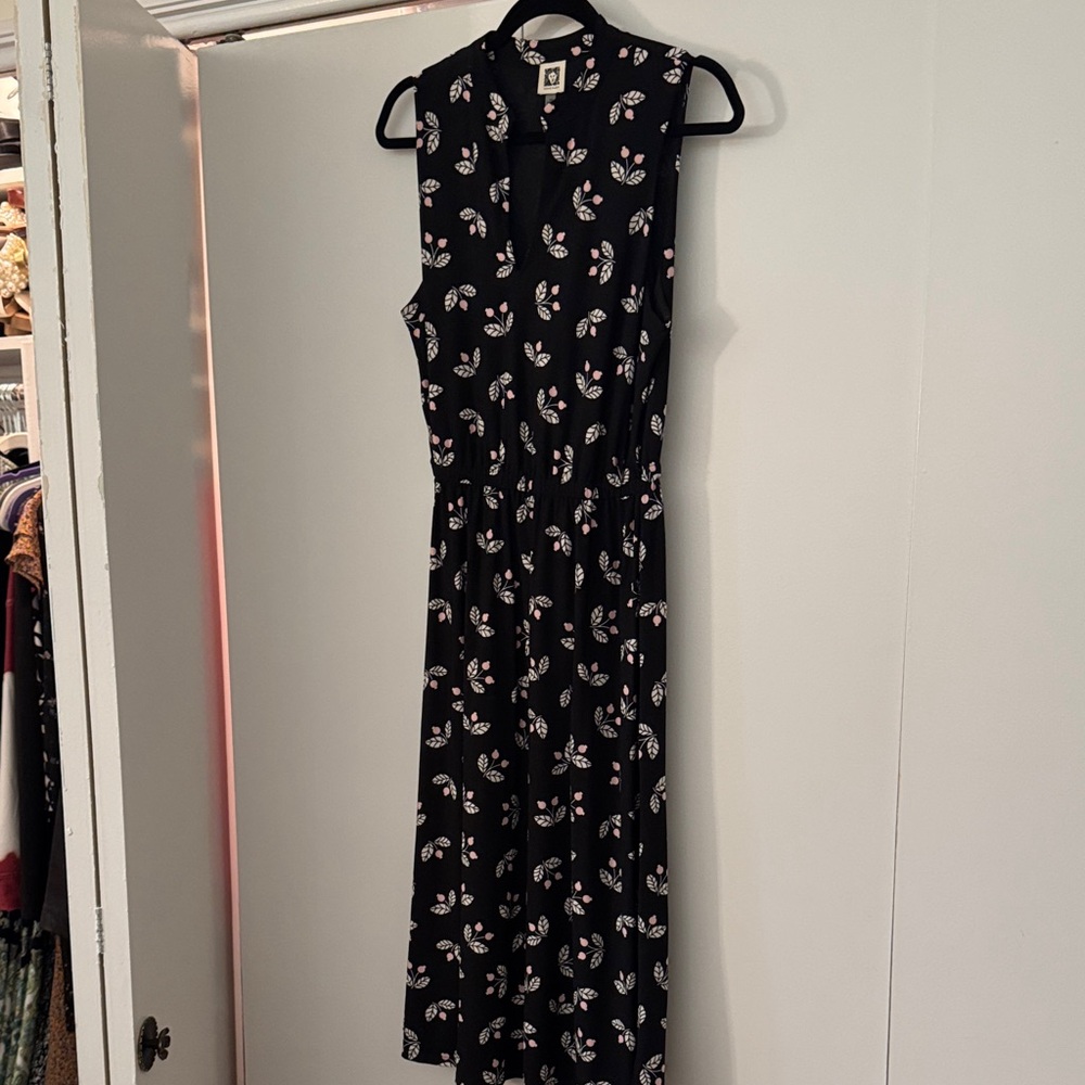 Anne Klein Black Floral Midi Dress